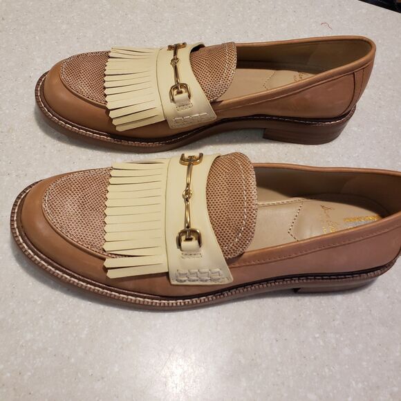SAM EDELMAN NEW YORK Shoes Womens 8M Beige Horse Bit Cammi Kiltie Almond Loafers - Picture 6 of 12